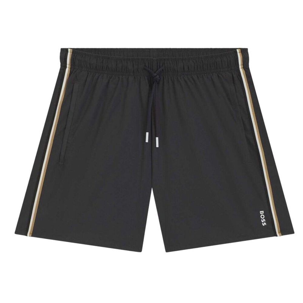 Boss Mens Iconic Side Stripe Swim Shorts / Dark Grey